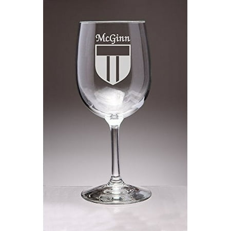 McGinn Irish Coat of Arms Wine Glasses - Set of 4 (Sand Etched)
