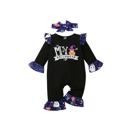 Peyakidsaa Halloween Baby Girl Boy Outfit Newborn Onesie Long Sleeve Pumpkin Letter Print Ruffle Jumpsuit + Hairband
Peyakidsaa Halloween Baby Girl Boy Outfit Newborn Onesie Long Sleeve Pumpkin Letter Print Ruffle Jumpsuit + Hairband