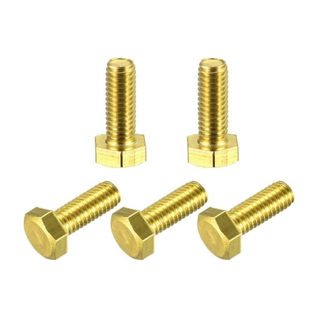 Brass Hex Bolts M6x16mm 5 Pack Fully Thread Grade 4.8 Machine Screws