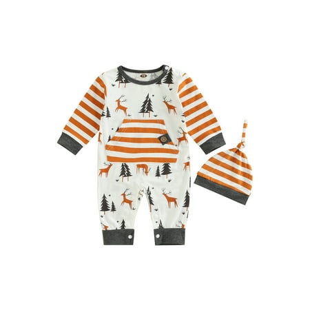 Bagilaanoe Newborn Baby Boy Girl Christmas Jumpsuit Elk Tree Striped Print Long Sleeve Bodysuit + Hat 3M 6M 12M 18M Infant One Piece Romper
Bagilaanoe Newborn Baby Boy Girl Christmas Jumpsuit Elk Tree Striped Print Long Sleeve Bodysuit + Hat 3M 6M 12M 18M Infant One Piece Romper