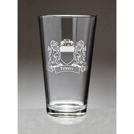Powers Irish Coat of Arms Lions Pint Glasses (Sand Etched)