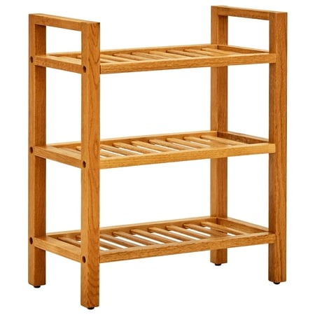 LHCER Shoe Rack with 3 Shelves 19.6 x10.6 x23.6 Solid Oak Wood