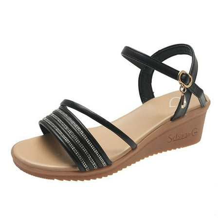Cathalem Women s Fashion Sandals Water Diamond Wedge Heel Elastic Belt Breathable Fish Mouth Sandals Black 37
Cathalem Women s Fashion Sandals Water Diamond Wedge Heel Elastic Belt Breathable Fish Mouth Sandals Black 37