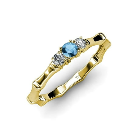 Blue Topaz with Side Diamond (SI2-I1 G-H) Three Stone Bamboo Ring 0.30 ct tw in 14K Yellow Gold.size 9.0
Blue Topaz with Side Diamond (SI2-I1 G-H) Three Stone Bamboo Ring 0.30 ct tw in 14K Yellow Gold.size 9.0