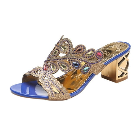 Sandals Women Ladies Fashion Summer Colorful Rhinestone Chunky High Heel Open Toe Sandals Womens Sandals Pu Blue 39
Sandals Women Ladies Fashion Summer Colorful Rhinestone Chunky High Heel Open Toe Sandals Womens Sandals Pu Blue 39