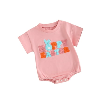 Inevnen Baby Girls Romper Short Sleeve Crew Neck Embroidery Letters Infant Bodysuit Easter Clothes
Inevnen Baby Girls Romper Short Sleeve Crew Neck Embroidery Letters Infant Bodysuit Easter Clothes