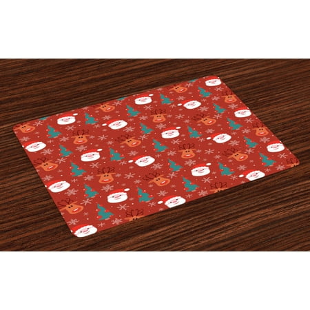 Red Placemats Set of 4 Smiling Cartoon Santa with Rudolph Tree and Snowflakes Merry Christmas Holiday Washable Fabric Place Mats for Dining Room Kitchen Table Decor Red Multicolor by Ambesonne
Red Placemats Set of 4 Smiling Cartoon Santa with Rudolph Tree and Snowflakes Merry Christmas Holiday Washable Fabric Place Mats for Dining Room Kitchen Table Decor Red Multicolor by Ambesonne