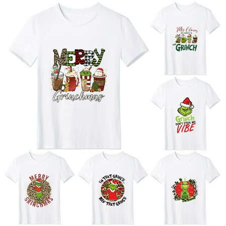 MLFU Christmas Gr1nch Teens Mens Cotton T-Shirts Novelty Clothing Up to 5XL