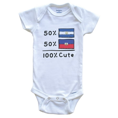 50% Salvadorian Plus 50% Haitian Equals 100% Cute El Salvador Haiti Flags Baby Bodysuit
50% Salvadorian Plus 50% Haitian Equals 100% Cute El Salvador Haiti Flags Baby Bodysuit