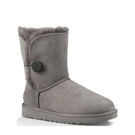 UGG Womens Grey Gray Cushioned Bailey Button Ii Leather Snow Boots 5