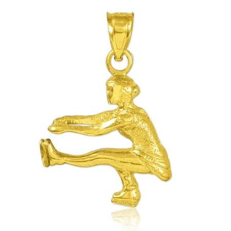10k Yellow Gold Figure Skater Charm Pendant