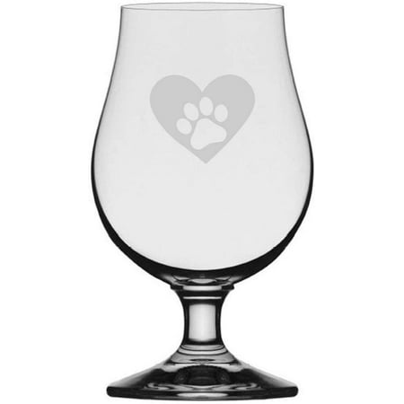 

Paw Heart 4 Puppy Love Paw Prints Etched 13.25oz Iona Beer Glass