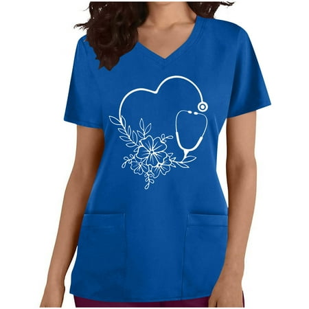 Ecqkame Women s Nursing Scrub Top Fashion Short Sleeve V-Neck Tops Working Uniform Printing Pocket Blouse Tops on Clearance Blue M
Ecqkame Women s Nursing Scrub Top Fashion Short Sleeve V-Neck Tops Working Uniform Printing Pocket Blouse Tops on Clearance Blue M