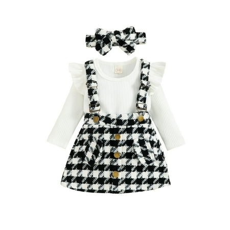 Gwiyeopda Little Baby Girls Casual Clothes Set Solid Ribbed Long Sleeve Romper + Suspender Skirt + Headband
Gwiyeopda Little Baby Girls Casual Clothes Set Solid Ribbed Long Sleeve Romper + Suspender Skirt + Headband