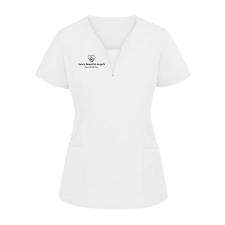Women s Plus Size Scrub Uniform Print Short Sleeve Scrubs Nurse Workwear Tops