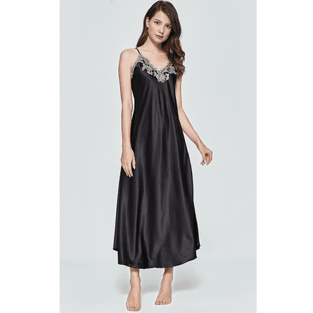 Women Satin Long Nightgowns Silk Lace Sexy Lingerie Sleeveless Deep V Nightdress Sleepwear
Women Satin Long Nightgowns Silk Lace Sexy Lingerie Sleeveless Deep V Nightdress Sleepwear