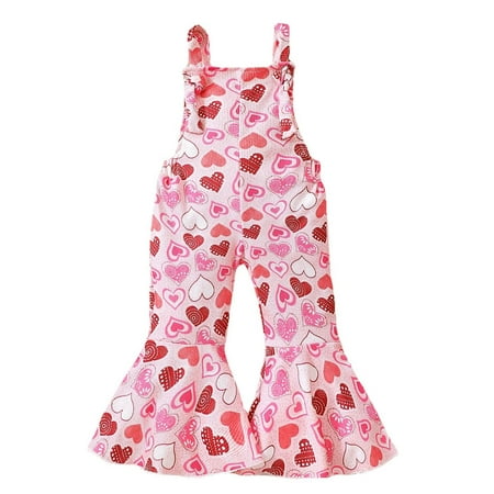 

KI-8jcuD Girls Summer Romper Toddler Girls Valentine S Day Sleeveless Hearts Prints Romper Bell Bottoms Flare Jumpsuit Clothes First Birthday Romper Hooded Romper Preemie Girls Dresses Girls Rompers