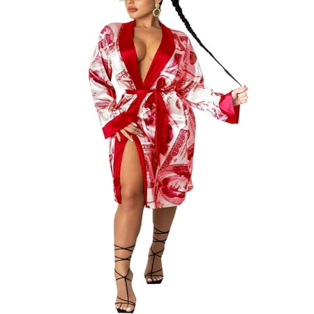 Lieserram Women s Satin Robe Trendy Dollar Print Long Sleeve Silky Kimono Bathrobe Sleepwear with Belt
Lieserram Women s Satin Robe Trendy Dollar Print Long Sleeve Silky Kimono Bathrobe Sleepwear with Belt
