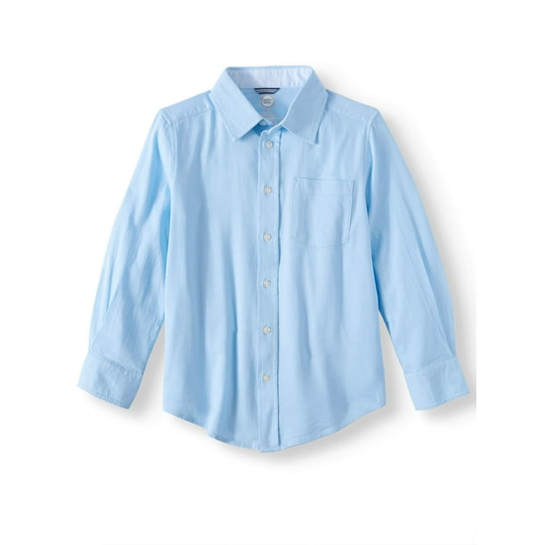 Wonder Nation Boys Long Sleeve Button Down Shirt, Sizes 4-16 & Husky