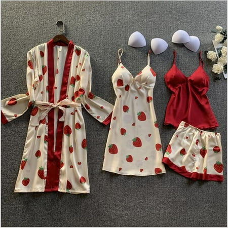 NEGJ Women Pajamas Robes Gown Nightgown Sets 4 Pieces Heart Dot Simple Fashion Daily Bed Satin Breathable Gift
NEGJ Women Pajamas Robes Gown Nightgown Sets 4 Pieces Heart Dot Simple Fashion Daily Bed Satin Breathable Gift
