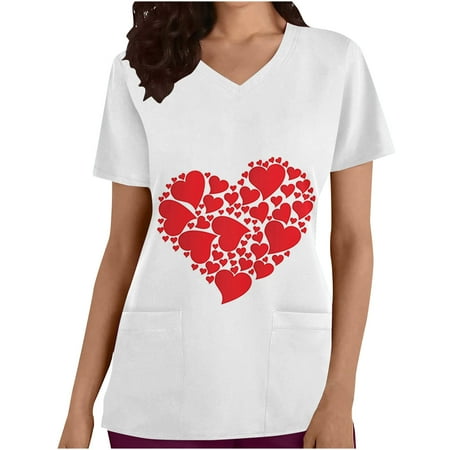 Summer Savings Clearance 2023! pbnbp Nurse Working Uniform for Women Valentine s Day Casual Heart Print V Neck T-Shirts Short Sleeve Shirts with Pockets
Summer Savings Clearance 2023! pbnbp Nurse Working Uniform for Women Valentine s Day Casual Heart Print V Neck T-Shirts Short Sleeve Shirts with Pockets