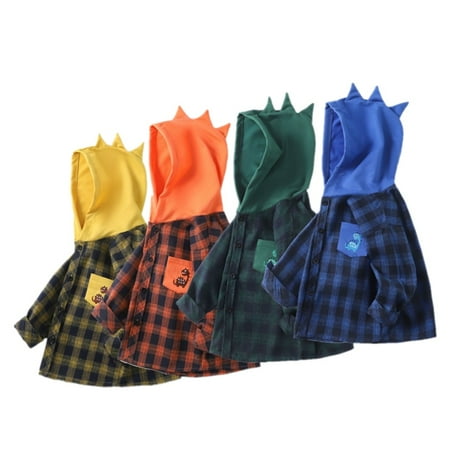 SILVERCELL 12M-6T Toddler Boys Long Sleeve Button-Down Plaid Shirt Dinosaur Hooded Tops Loose Hoodie Shirts Yellow
SILVERCELL 12M-6T Toddler Boys Long Sleeve Button-Down Plaid Shirt Dinosaur Hooded Tops Loose Hoodie Shirts Yellow