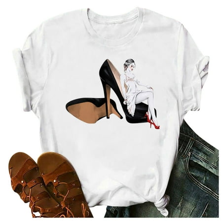 kakina CMSX Womens Summer Tops Fashion High Heels Print Tops Short Sleeve T-Shirt Casual Blouse Floral Blouses Tunic Tops White XL
kakina CMSX Womens Summer Tops Fashion High Heels Print Tops Short Sleeve T-Shirt Casual Blouse Floral Blouses Tunic Tops White XL