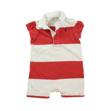 

Pre-owned Ralph Lauren Boys Red | White | Stripes Romper size: 6 Months