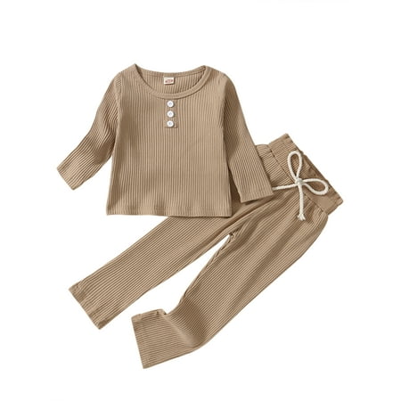 Canrulo 2PCS Toddler Infant Baby Boys Girls Ribbed Solid Color Long Sleeve Tops Long Pants Set Khaki 3-4 Years
Canrulo 2PCS Toddler Infant Baby Boys Girls Ribbed Solid Color Long Sleeve Tops Long Pants Set Khaki 3-4 Years