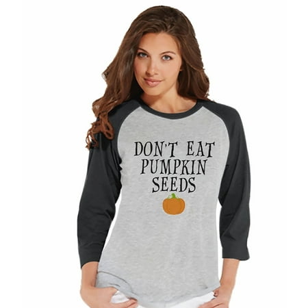 7 ate 9 Apparel Womens Halloween Pregnancy Announcement Raglan - Small