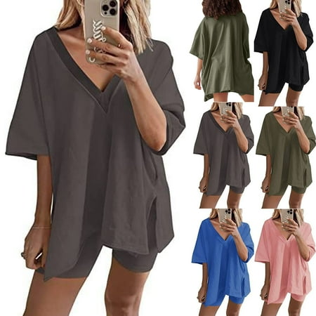 Gosuguu Summer Savings Clearance Sets Sleep Sets for Women Womens Pajama Sets Shorts Soft Lounge Sets Short Sleeve V Neck Set Sleepwear Top with Causal Shorts
Gosuguu Summer Savings Clearance Sets Sleep Sets for Women Womens Pajama Sets Shorts Soft Lounge Sets Short Sleeve V Neck Set Sleepwear Top with Causal Shorts