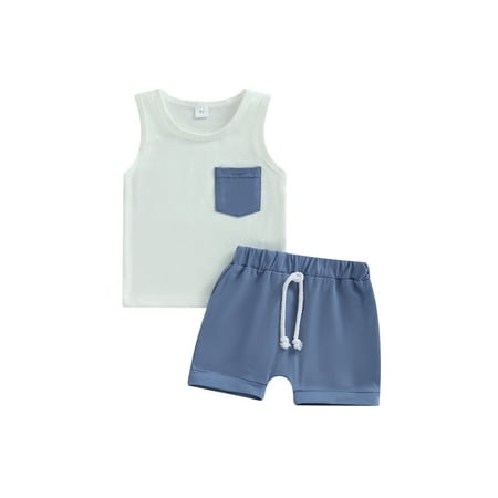 Suanret 2PCS Toddler Baby Boys Vest Shorts Outfits Contrasting Color Sleeveless Tank Tops Casual Shorts Summer Clothes Blue 0-6 Months
Suanret 2PCS Toddler Baby Boys Vest Shorts Outfits Contrasting Color Sleeveless Tank Tops Casual Shorts Summer Clothes Blue 0-6 Months