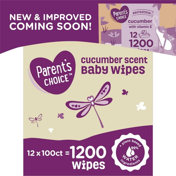 Parent's Choice Cucumber Scent Baby Wipes, 12 Packs of 100 (1200 Count)