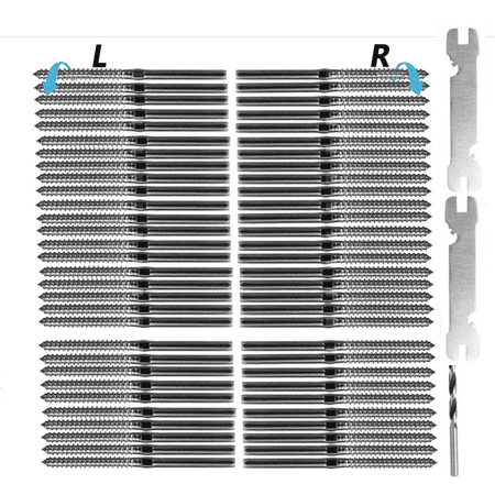 60 Pack T316 Stainless Steel Right&Left Handed Thread Swage Lag Screws for Wood Post of 1/8 Cable Railing Kit Deck Railing Hardware/Stair Deck Railing by TWSOUL
60 Pack T316 Stainless Steel Right&Left Handed Thread Swage Lag Screws for Wood Post of 1/8 Cable Railing Kit Deck Railing Hardware/Stair Deck Railing by TWSOUL