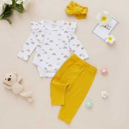 Baby Girls Boys Clothes Spring Newborn Girls Clothes Autumn Rainbow Print Long-sleeved Romper Pants With Headband Infant Baby Girl Set
Baby Girls Boys Clothes Spring Newborn Girls Clothes Autumn Rainbow Print Long-sleeved Romper Pants With Headband Infant Baby Girl Set