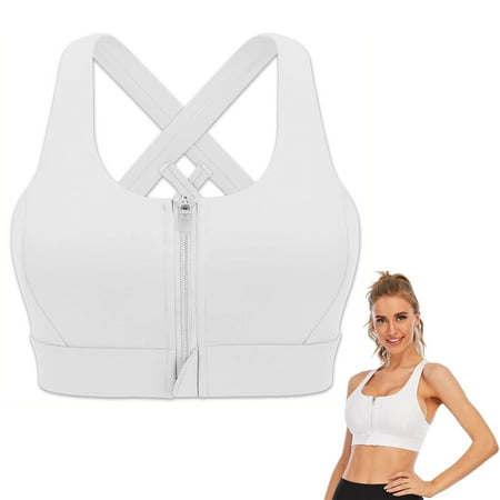 Women High Impact Sports Bra Front Zipper Full Support