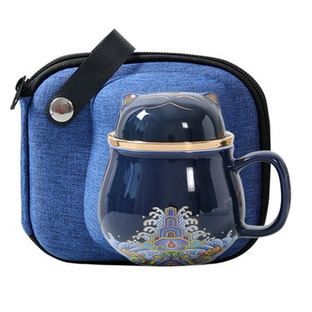 Qeeadeea/Ceramic Tea Cup With Loose Leaf Infuser Tea Infuser Mug With Lid 350ml Portable Tea Mug With Lid-blue-the cat
Qeeadeea/Ceramic Tea Cup With Loose Leaf Infuser Tea Infuser Mug With Lid 350ml Portable Tea Mug With Lid-blue-the cat
