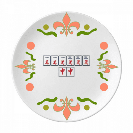 Winning Suit Mahjong Tiles Flower Ceramics Plate Tableware Dinner Dish