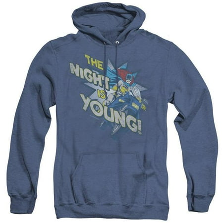 Trevco Sportswear DCO418-AHH-4 DC & The Night is Young - Adult Heather Hoodie, Royal Blue - Extra Large