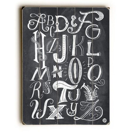 ArteHouse Decorative Wood Sign "Alphabet" by Artist Shauna Lynn, 30" x 40", Planked Wood