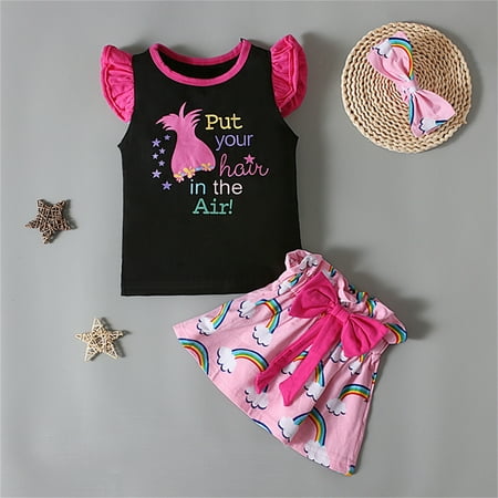Hunpta Toddler Girls Summer Clothes Kids Letters Print T Shirt Short Sleeve Tops Rainbow Prints Mini Skirts Hairband 3Pcs Outfits
Hunpta Toddler Girls Summer Clothes Kids Letters Print T Shirt Short Sleeve Tops Rainbow Prints Mini Skirts Hairband 3Pcs Outfits