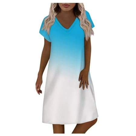 Women Summer Dresses 2023 V-Neck A Line Gradient Printed Casual Short Sleeve Flowy Swing Beach Midi Dress Hide Belly
Women Summer Dresses 2023 V-Neck A Line Gradient Printed Casual Short Sleeve Flowy Swing Beach Midi Dress Hide Belly