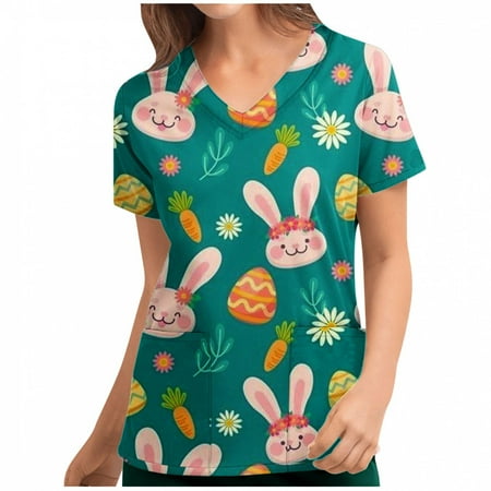Jovati Womens Nursing Scrub Tops Easter Eggs Bunny Rabbit Printed Working Uniform Short Sleeve V Neck Workwear Blouse T-shirt with Pockets On Clearance
Jovati Womens Nursing Scrub Tops Easter Eggs Bunny Rabbit Printed Working Uniform Short Sleeve V Neck Workwear Blouse T-shirt with Pockets On Clearance