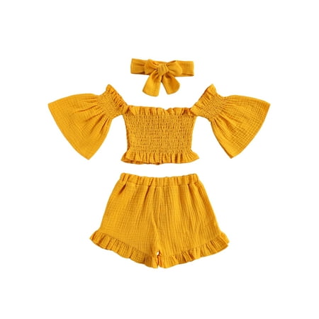 Sunisery Toddler Baby Girls Off Shoulder Tube Crop Tops Ruffle Shorts Headband Outfits Yellow 3-4 Years
Sunisery Toddler Baby Girls Off Shoulder Tube Crop Tops Ruffle Shorts Headband Outfits Yellow 3-4 Years