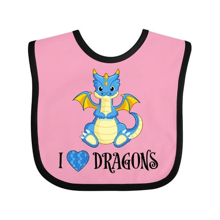 Inktastic I Love Dragons with Cute Blue Dragon Gift Baby Boy or Baby Girl Bib