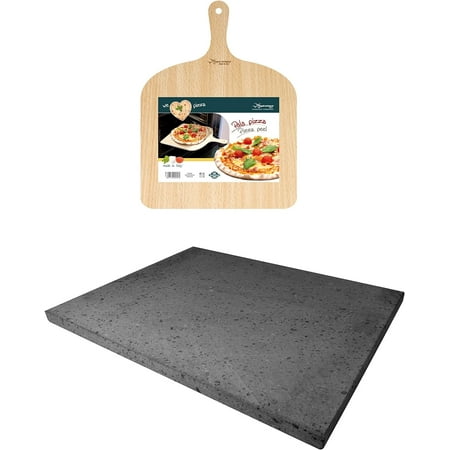 Pizza Set With Cooking Stone And Pizza Peel Silver