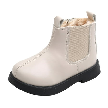 

LowProfile Girls Shoes Boots Boys And Waterpoor Ankle Boots Side Zipper Booties Fleece Windproof Short Boots Girls Boots