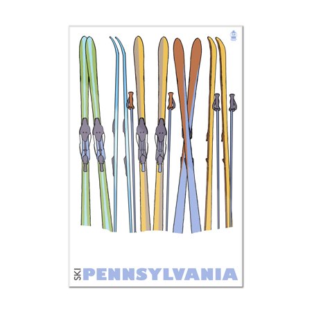 Skis in Snow - Pennsylvania - Lantern Press Original Poster (8x12 Acrylic Wall Art Gallery Quality)