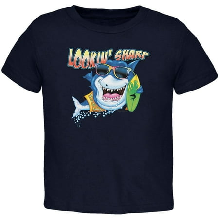 Shark Lookin Sharp Toddler T Shirt Navy 2T