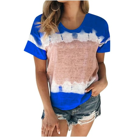 Plus Size Blouses for Women Women s Tops Women s Fashion Casual Loose Blouse Tiy-dye Printing Round Neck T-Shirt Shirts Blouse Print Tee Short Sleeve Corset Tops for Women Blue M
Plus Size Blouses for Women Women s Tops Women s Fashion Casual Loose Blouse Tiy-dye Printing Round Neck T-Shirt Shirts Blouse Print Tee Short Sleeve Corset Tops for Women Blue M